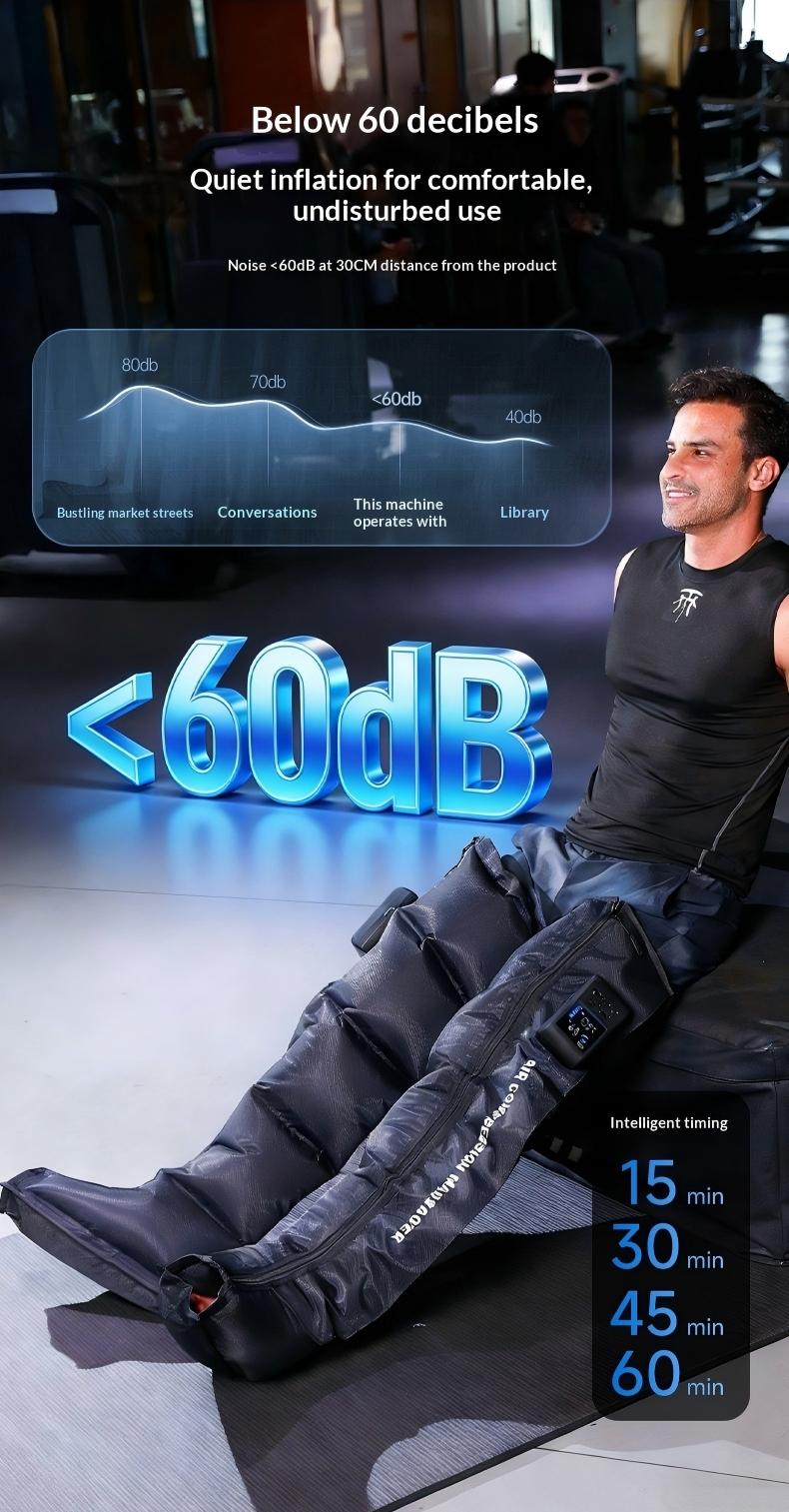 New Rechargeable & Cordless Full Leg Air Compression Massager, Sequential Compression Therapy for Circulation, Pain Relief & Muscle Recovery with Multiple Modes, Intensities & Timer