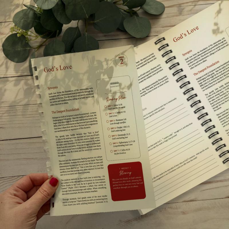 1 Bible Reading Plan Book, Portable 5.5x8.3 inches, includes 52 weeks of devotional scripture themes, daily reading tracking, reflection questions, Bible Study Supplies, Suitable for believers, church groups, Christmas or birthday gifts