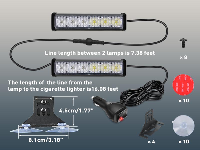 Nilight 12LED Traffic Advisor Strobe Lights 2 Inches Amber White Hazard Safety Dash Front/Rear Windshield Flashing Light for Cars Trucks  Firefighter Plow Construction Vehicles Autos  dealsforyoudays