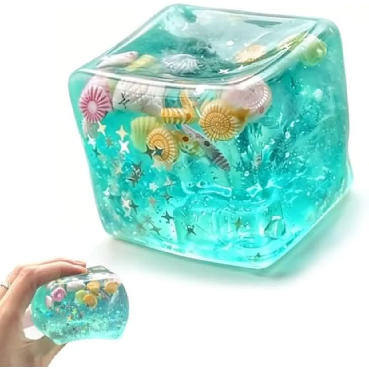 Shell Squishy Ice Cube Stress Balls, Squishy Fidget Toys for Anxiety Relief, Sensory Play & Focus, Stress Cube Squishy Toy, Calming Squeeze Toy for Parties, Classroom Prizes & Gifts