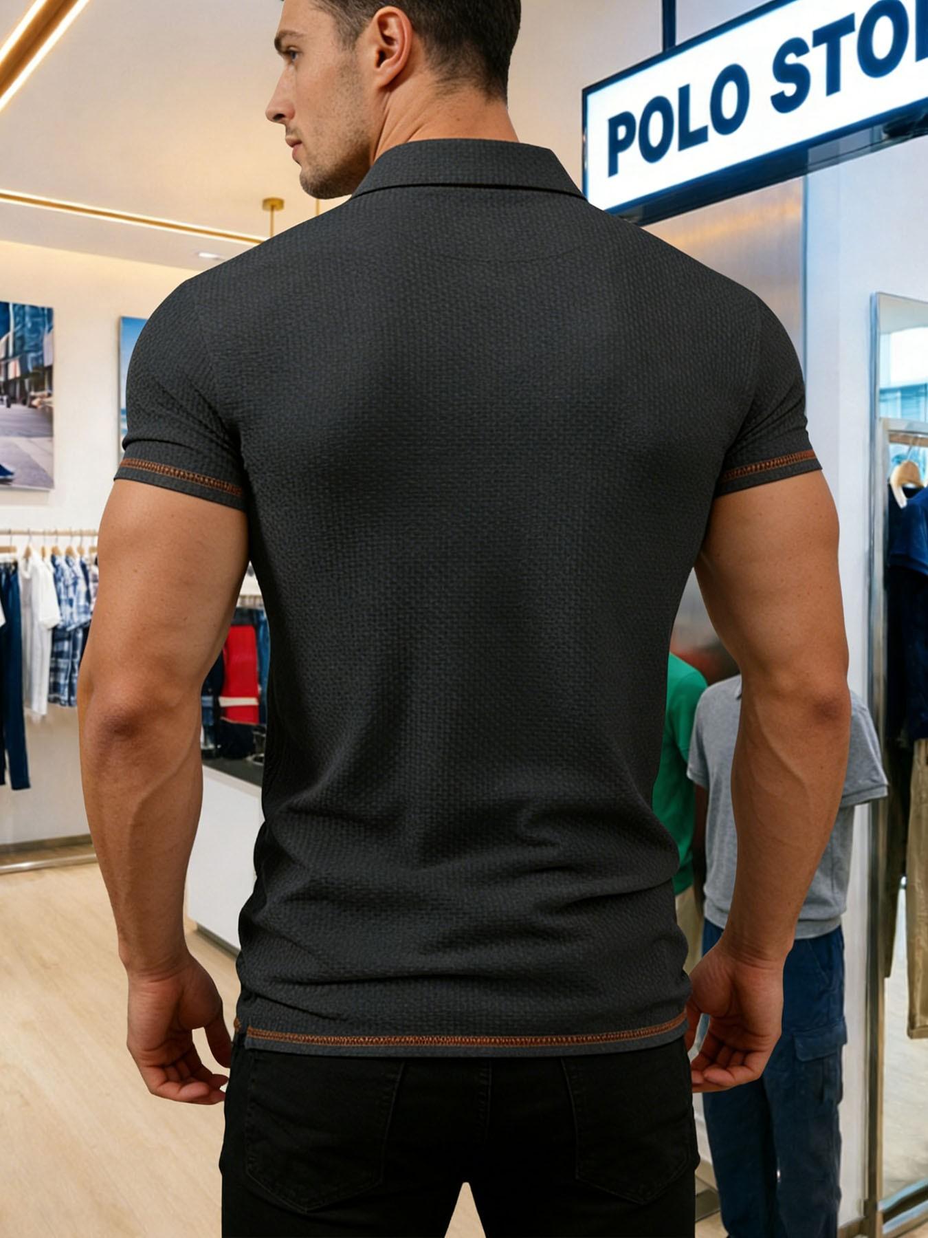 Men's V211 Italian Print Polo Shirt, Breathable Summer Quick-Dry Short Sleeve, Slim Fit, Ideal for Golf, Fishing, Basketball, Camping, Beach