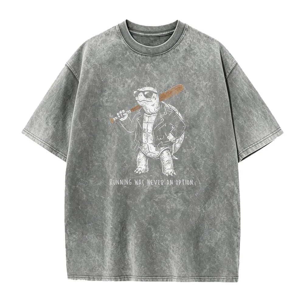Running Was Never An Option T-Shirt, Funny Turtle Shirt, Sarcastic Animal Tee, Biker Turtle Graphic, Retro Meme Gift, Cool Animal Lover Tee