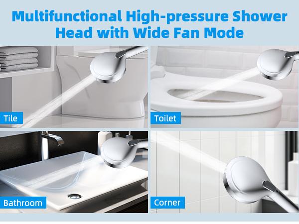 Hibbent Upgraded 5-spray 13'' Shower Head, High Pressure Rainfall Shower Head, Dual Showerhead Combo with 10-mode Handheld Spray, 12'' Adjustable Extension Arm, 71'' Hose