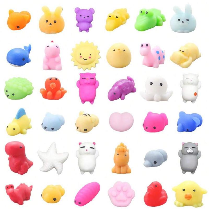 48pcs Mochi Squishy Toys, Mini Animal Squeeze Toys, Stress Relief Toys, Party Favor Bag Fillers, Birthday Party Gifts, Random Colors