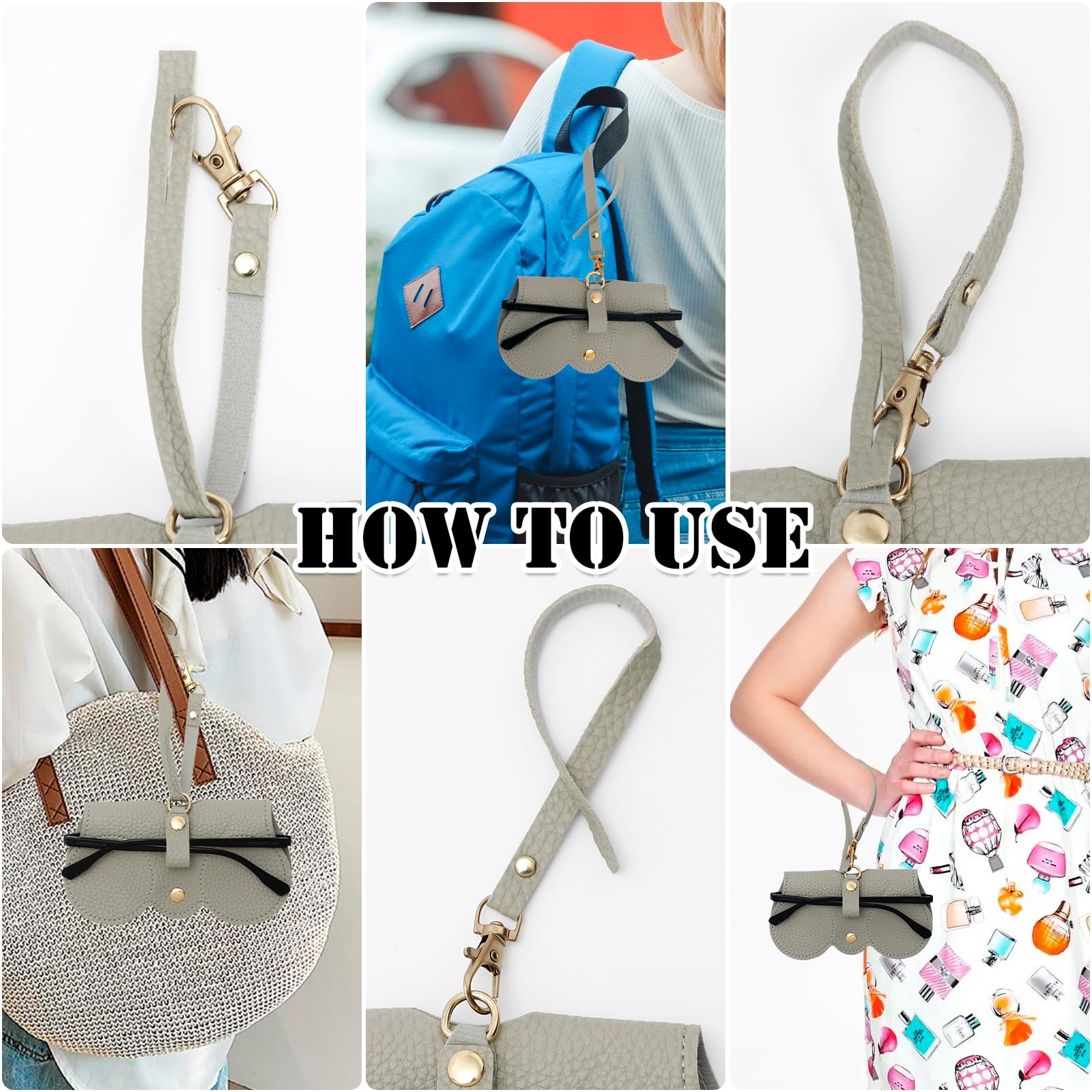 Cute Sunglasses Protective Case for Women, Eco-Friendly Plain Artificial Leather Design Textured Glasses Bag, Creative and Fashionable Portable Glasses Case, Engravable Girlfriend Gifts