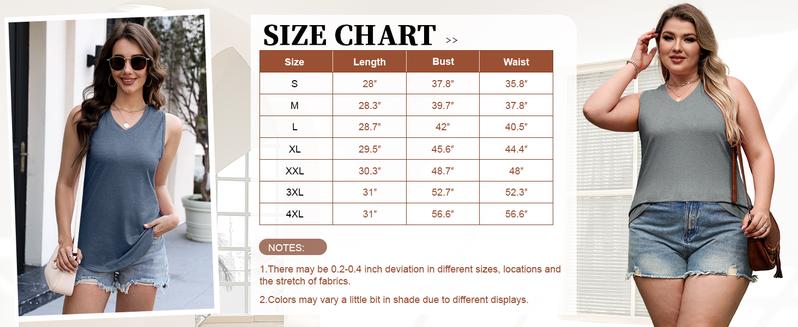 4 Pcs V-Neck Tank Tops for Women – Sleeveless Basic Tanks with Curved Hem, Soft and Comfortable Casual Fitted Minimalist Vneck Womenswear
