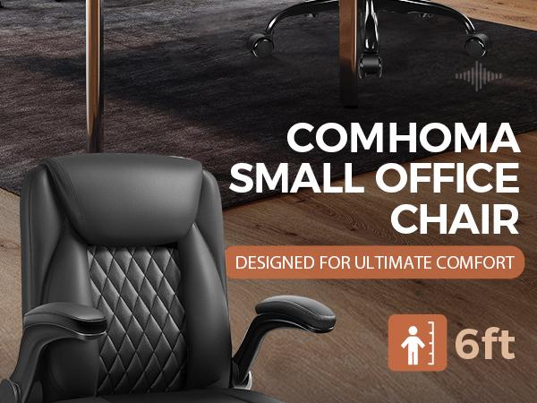 COMHOMA Leather Office Chair Ergonomic Computer Gaming Chair with Comfy Back Support, Executive Mid-Back,Small Gmaing Chair with Adjustable Armrests, for Short People Use, Rolling Swivel for Adults