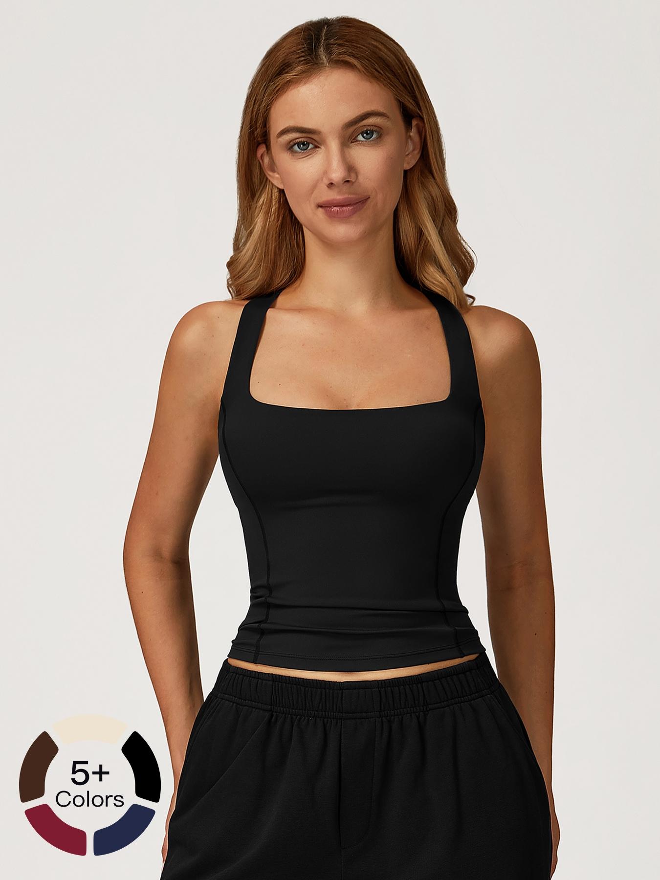 Women's Seamless Yoga Vest, Cross Back Design, Tight-Fitting Sports Tank Top, Sporty Cami Top for Outdoor Running & Fitness Workout Wear