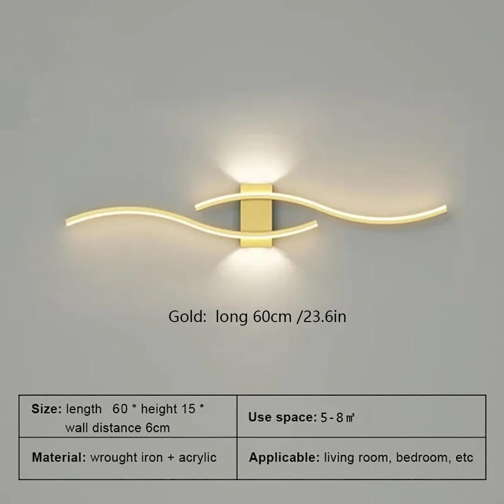 Modern LED Wall Light with Remote Control, Dimmable S-Shaped Design, 60/80cm Wall Mount Lamp for TV Background, Bedroom, Hallway Decor, Home Lighting, Decorative Lighting, LED Ambient Light