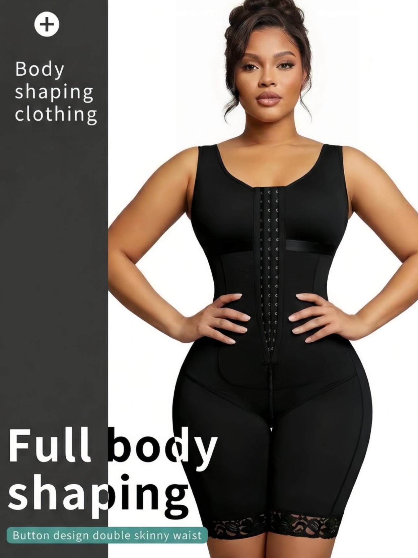 1 Count Women's Tummy Control Shapewear Bodysuit, Underwear, Womenswear, Fajas, Colombian Shapewear Butt Lifter, Body Shaper Jumpsuit with Adjustable Hooks, Lace Trim Body Shaperwear, Suitable For Daily Or Sports