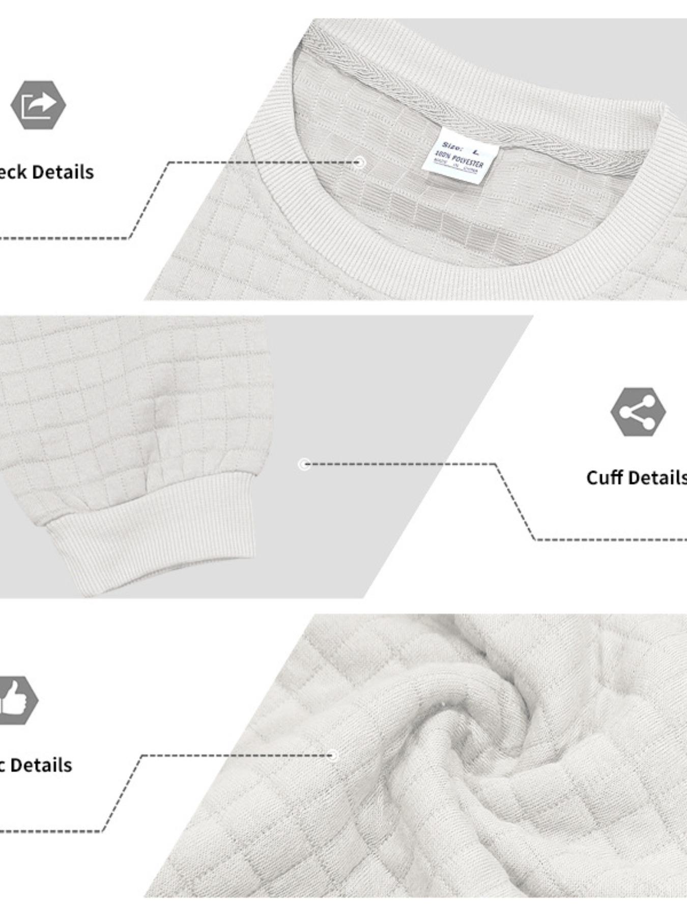 Men's White Waffle Knit Sweater, Crew Neck & Long Sleeve Design, Soft Breathable Cotton Blend for Spring Fall Casual, Office & Daily Wear – Slim Fit, Ribbed Cuffs/Hem, Thermal Texture, Classic, Crewneck