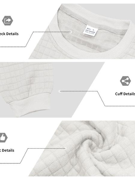 Men's White Waffle Knit Sweater, Crew Neck & Long Sleeve Design, Soft Breathable Cotton Blend for Spring Fall Casual, Office & Daily Wear – Slim Fit, Ribbed Cuffs/Hem, Thermal Texture, Classic, Crewneck