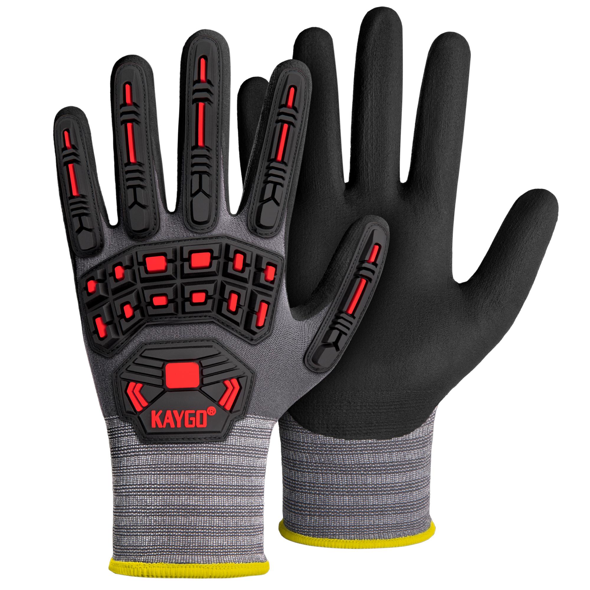 KAYGO Safety Work Gloves MicroFoam Nitrile Coated, KG18NB,Seamless Knit Nylon Glove with Black Micro-Foam Nitrile Grip, Ideal for General Purpose, Automotive, Home Improvement