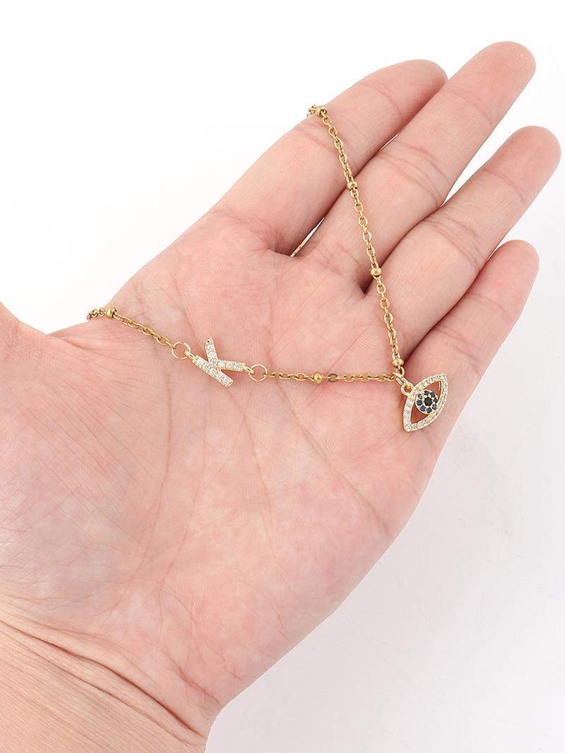 Fashion Eye Design Pendant Necklace, Stainless Steel Jewelry for Party, Daily Clothing Decor, Trendy All-match & Exquisite Jewelry for Birthday Gift, Adjustable Pendant Necklace