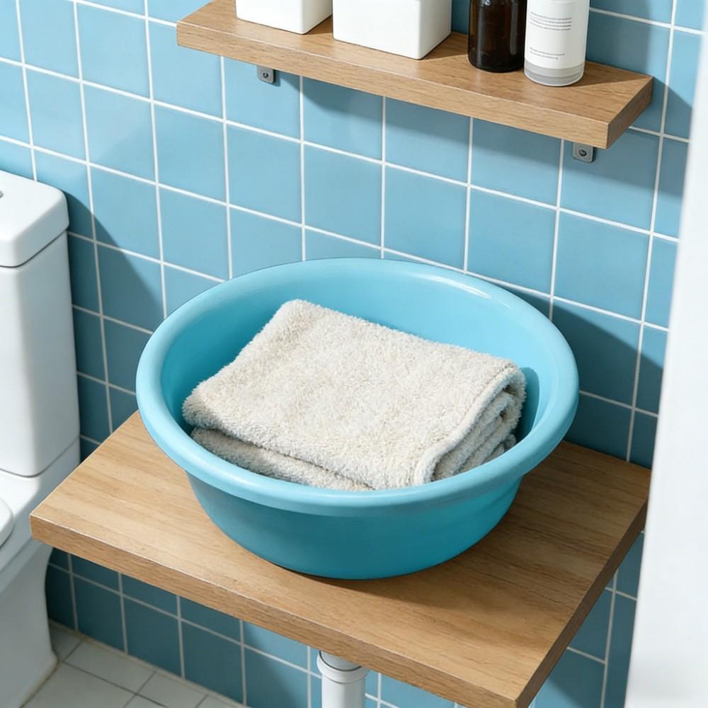 1PC  Durable Stackable Plastic Wash Basin, Portable Foot Bath Bucket, Student Dormitory Outdoor Home Laundry Storage Bowl, Multi-Functional