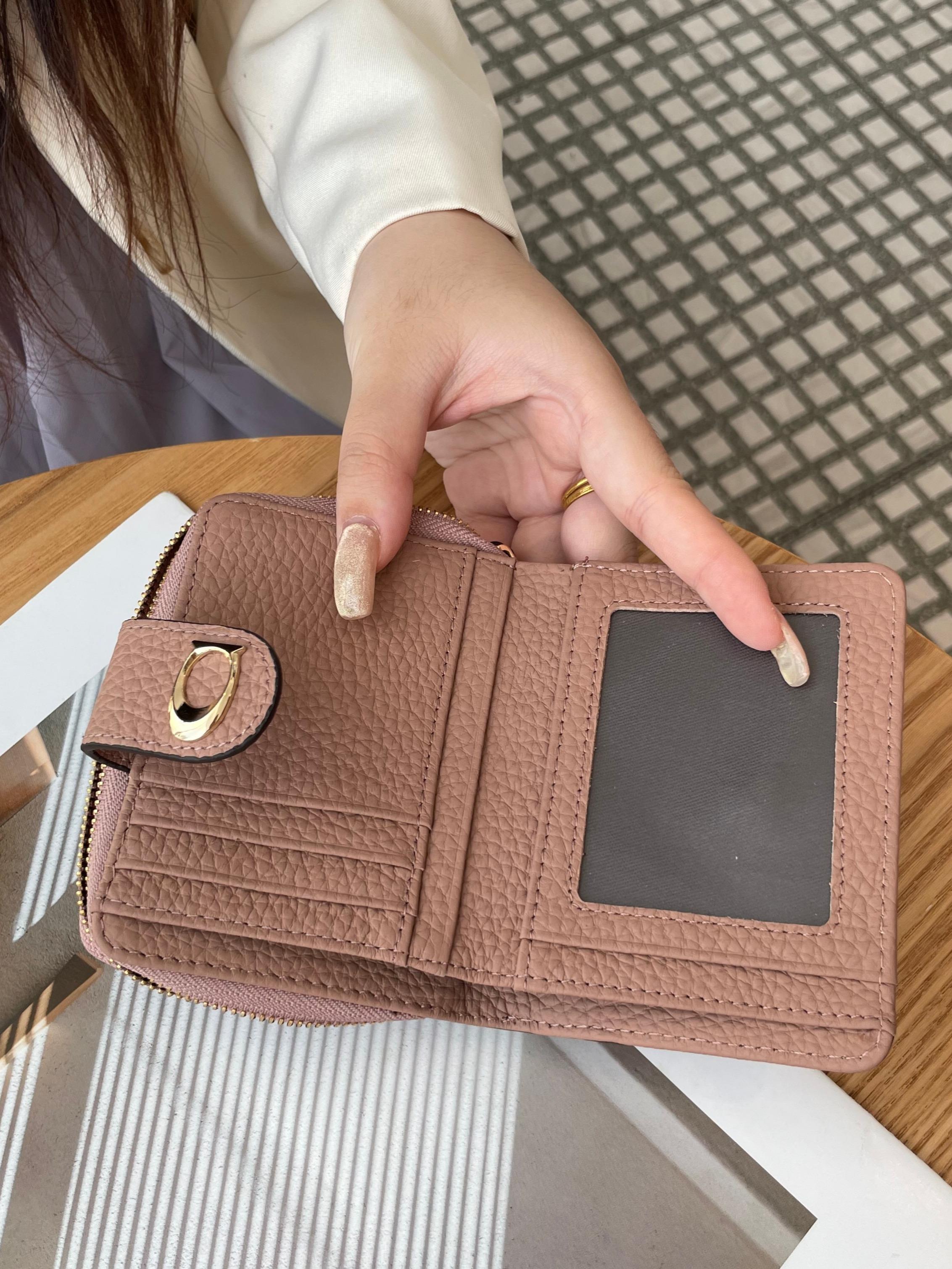 Women's Leather Short Wallet, New Fashion Card Holder, High-End Cowhide Money Clip, Elegant Coin Purse, Stylish Accessories