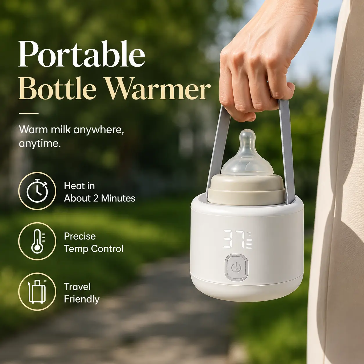 Portable wireless automatic constant-temperature breast warmer, a special device for warming breast milk for babies when out and about