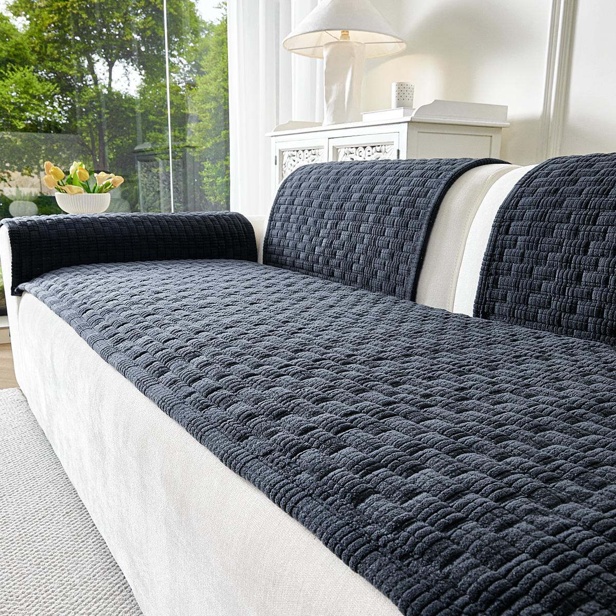 1pc Luxury Bubble Grid Sofa Cover, Soft Skin-Friendly Non-slip Slipcover, Dustproof & Wrinkle Resistant, Pet Friendly, Fits 1/2/3/4 Seater Sofa, All Season, Machine & Hand Washable