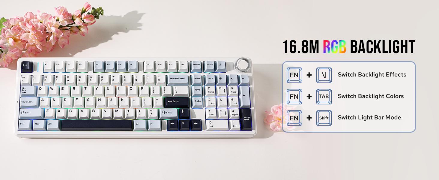 <urtechdaddy> Aula F99 Pro Wireless Mechanical Keyboard, Gasket Hot Swappable Custom Keyboard with Knob, RGB Backlit,Ice Vein Switch PBT Keycaps BT5.0/2.4GHz/USB-C Creamy PC Gaming Keyboard