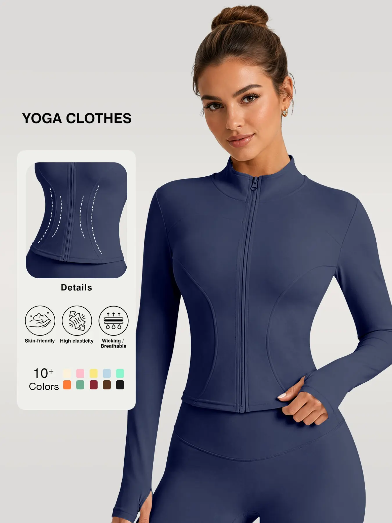 Women's Lightweight Quick-Dry Sports Jacket, Long Sleeve Thumb Hole Zipper Cardigan, Yoga Gym Workout Top, Multiple Colors Available
