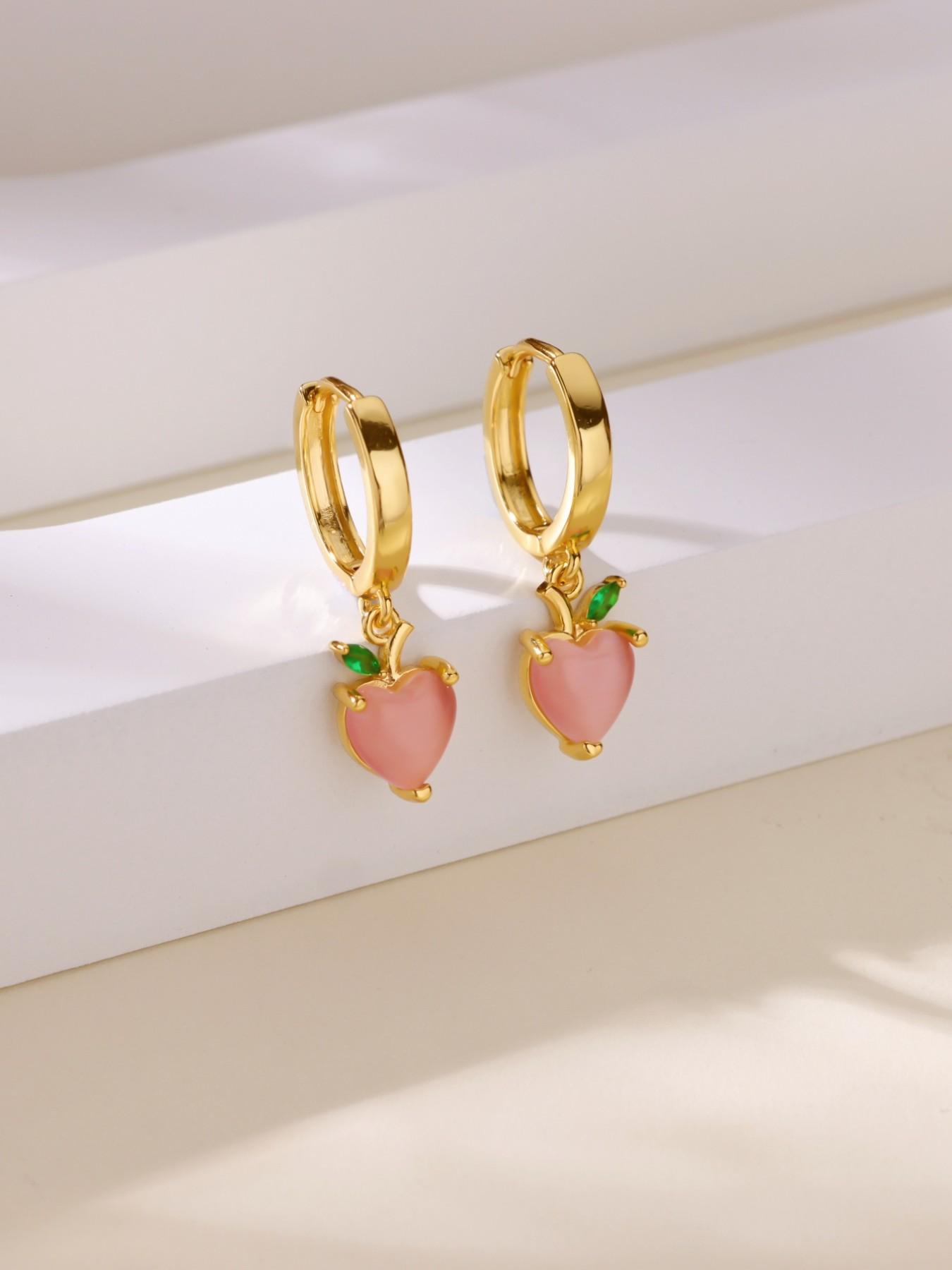 1 Pair Pink Opal Heart Earrings for Women Gold Color Small Hoop Earrings Hypoallergenic Waterproof Jewelry,Perfect Gifts for Birthday,Party,Wedding,Anniversary,Mother's Day,Vacation,Daily