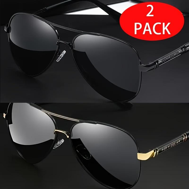 2 Pairs of Unisex Polarized Aviator Sunglasses, Durable Frames with Anti-Glare Lenses for Driving, Fishing and Outdoor Travel, Provide Full UV Protection.