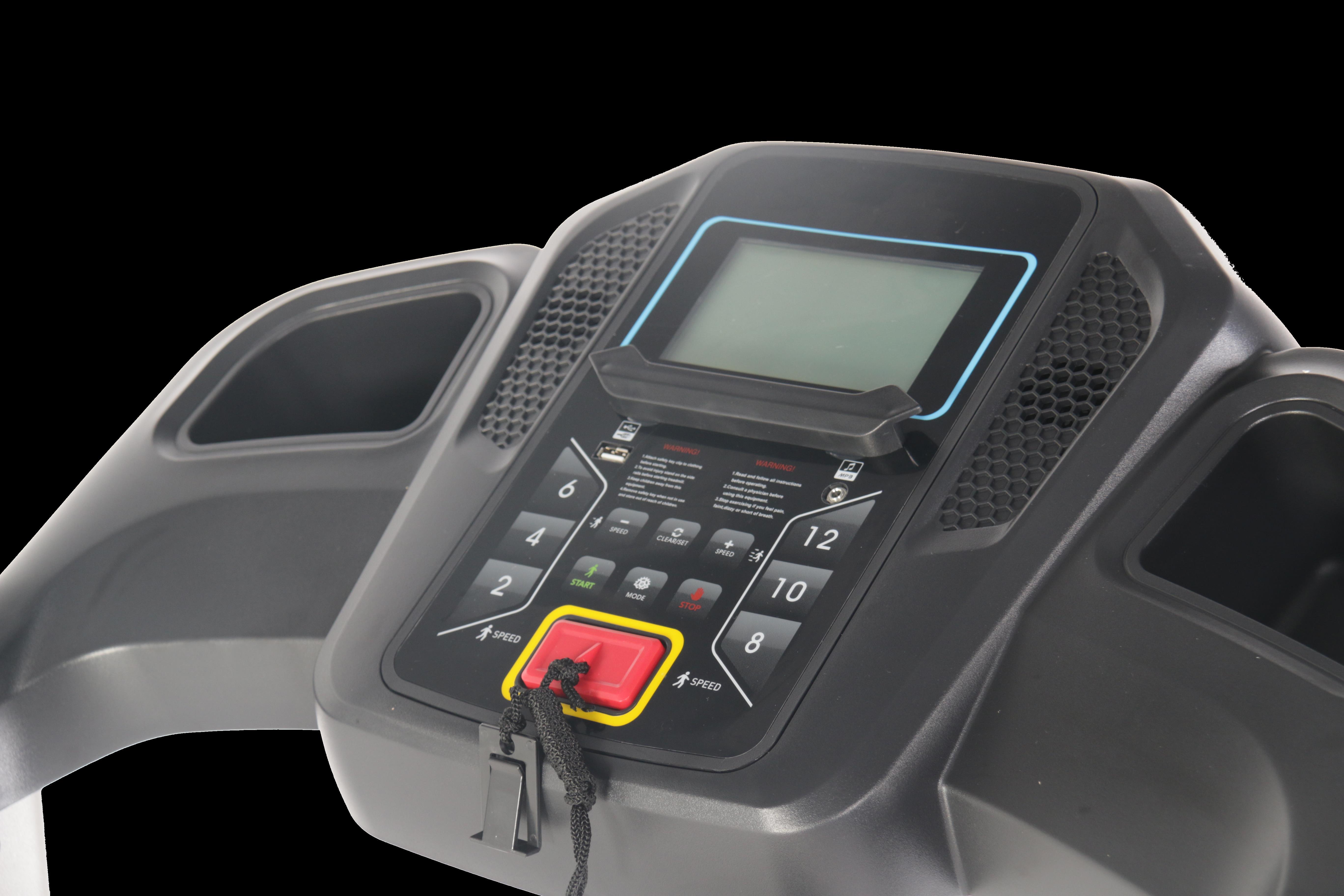 Folding Treadmill 2.5HP 12KM/H, Foldable Home Fitness Equipment with LCD for Walking & Running, Cardio Exercise Machine, 4 Incline Levels, 12 Preset or Adjustable Programs, Bluetooth Connectivity, Bla