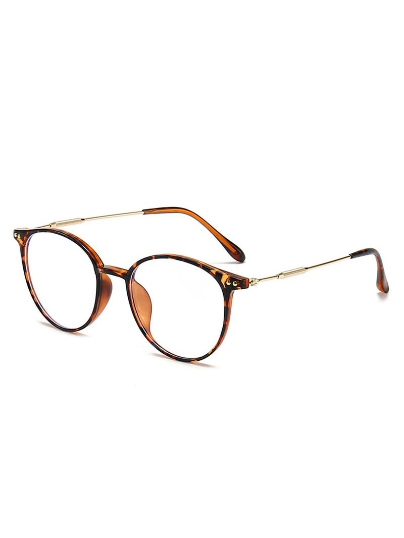 Women's Round Metal Frame Anti-Blue Light Glasses, Cute Style Daily Wear Eyewear, Suitable for Commuting, All Seasons Use