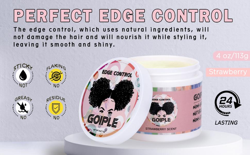 6 Count Edge Control Wax Gel for Women - Strong Hold, Non-Greasy, No Flaking, Smooth Rosemary Oil Elastic Band  Moisturize Nourish