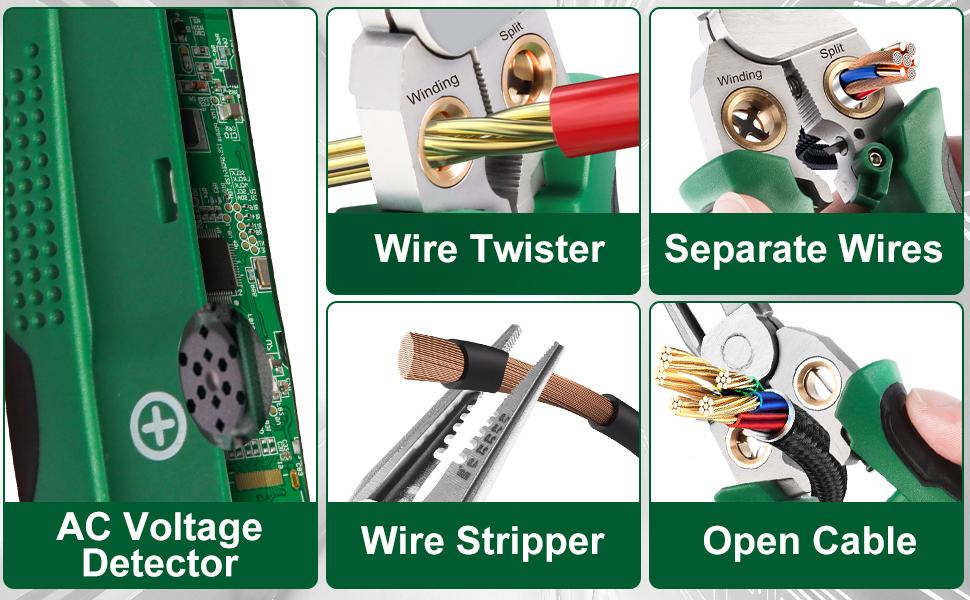 8 in 1 Wire Stripper Twister for Cutting and Pulling Wires, Cable Scissors,Voltage Tester Pliers, 12V to 250V Live,Null,Hot Wire Judgment AC DC, Audible and Flashing LED Alarms Diy Tools Tool Kit Set Hand Tools Wirecutters 8 in 1 Wire Stripper Twister for Cutting and Pulling Wires, Cable Scissors,Voltage Tester Pliers, 12V to 250V Live,Null,Hot Wire Judgment AC DC, Audible and Flashing LED Alarms Diy Tools Tool Kit Set Hand Tools Wirecutters