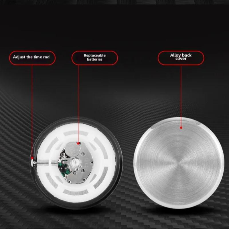 Small Shiny Analog Car Dashboard Clock, Replacement Quartz Automotive Watch, Stick-On Design, Perfect for Car Interiors