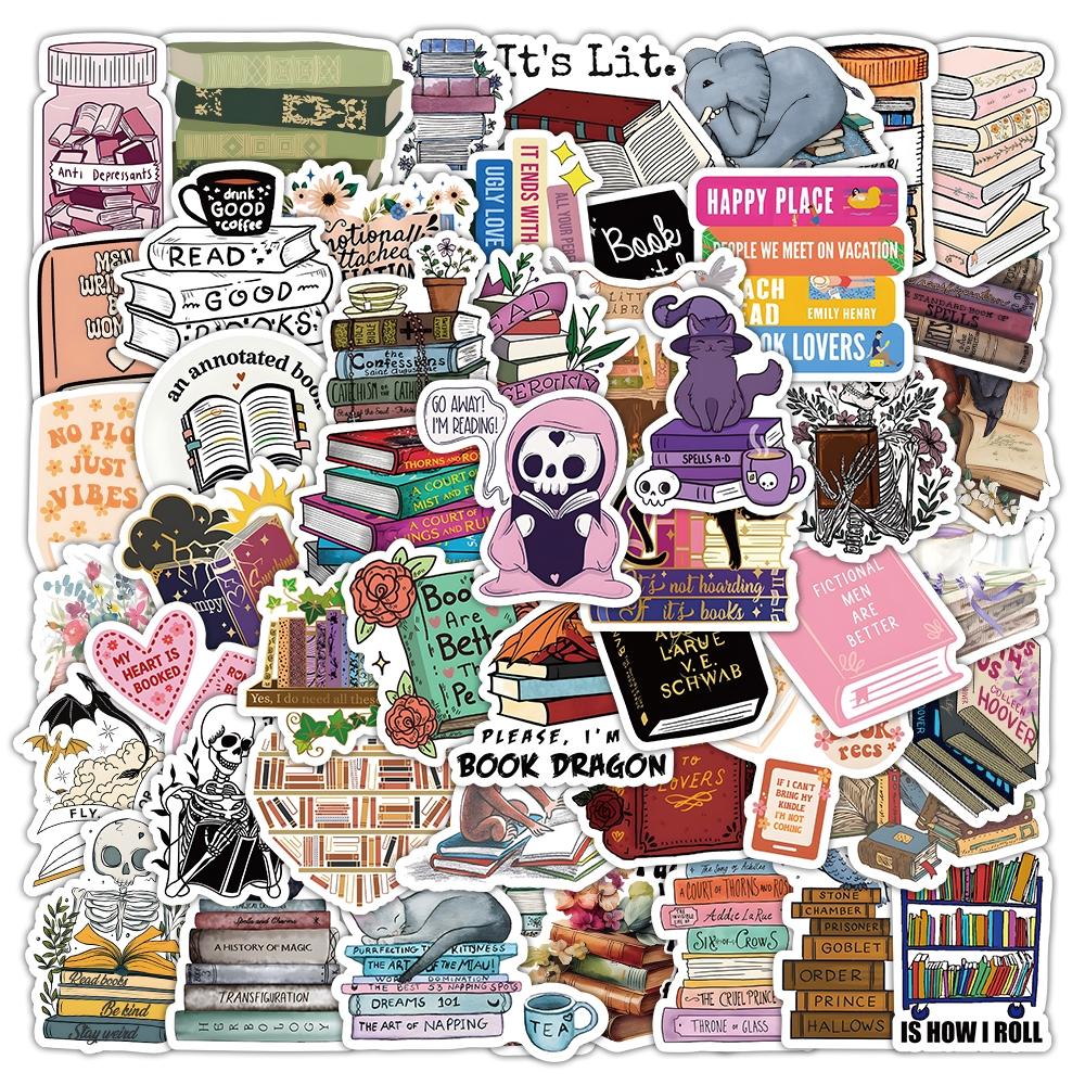 50 Sheets Reading Theme PVC Waterproof Stickers, Car Water Bottle Luggage Phone Laptop Decals, Durable and Easy to Apply