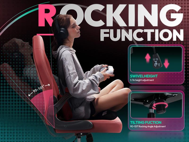 Dowinx Gaming Chair -  Ergonomic gaming chair with breathable PU leather and pocket spring cushion – featuring lumbar support and 360° swivel adjustability, delivering ultimate comfort for intense gaming sessions, available in multiple colors