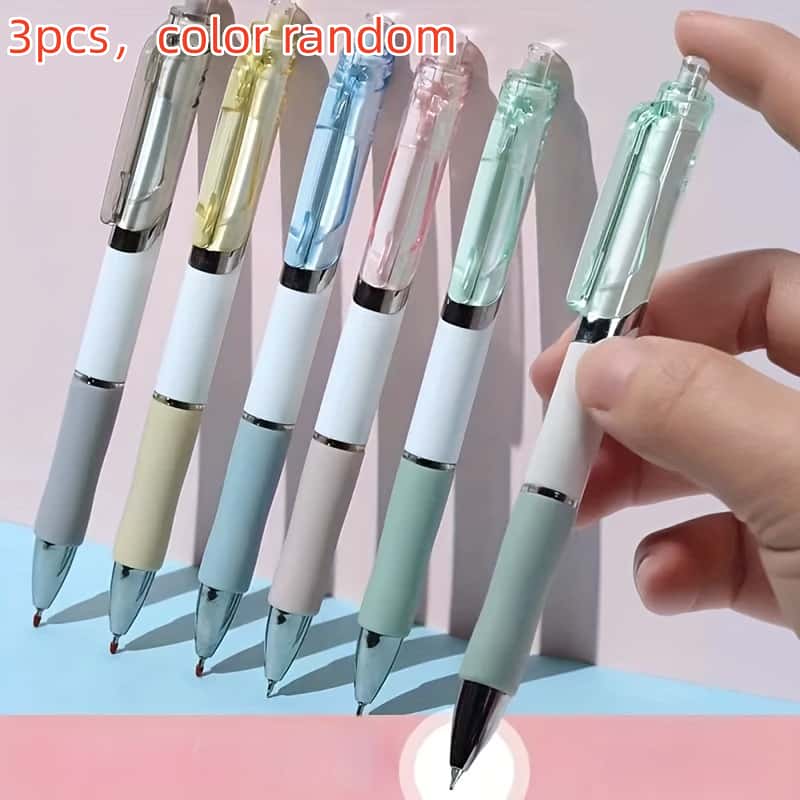 3-Pack Retractable Ballpoint Pens, Smooth Water-Based Ink, Durable Design, Ideal for School, Office, Home Use, Lightweight and Portable