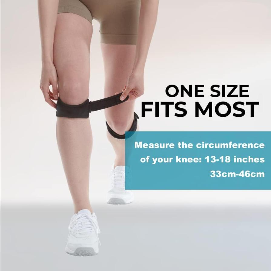 Ollas Patella Tendon Knee Strap 2 Pack, Knee Relief Support Brace Hiking, Soccer, Basketball, Running, Jumpers Knee, Tennis, Tendonitis, Volleyball & Squats