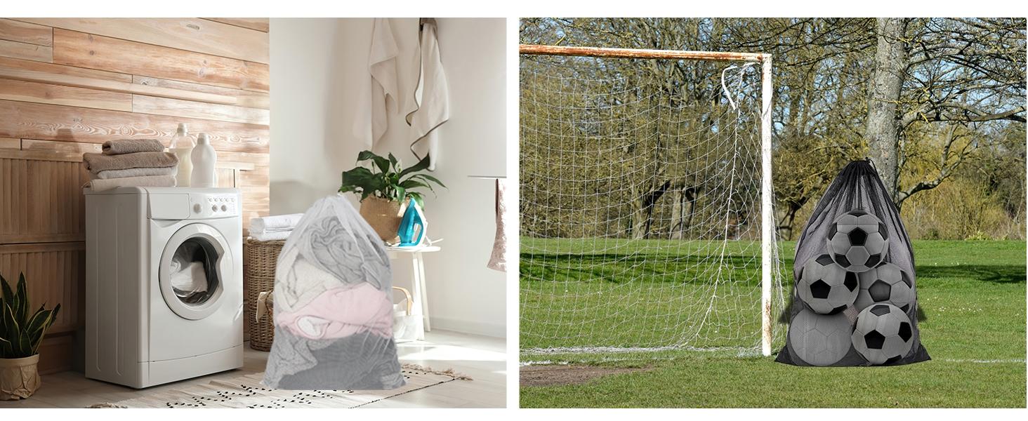 2 Pack Mesh Laundry Bags, 23 x 34 Inches Heavy Duty Mesh Laundry Bag, Large Laundry Drawstring Bag for College, Dorm, Travel, Family and Apartment Dwellers, Black