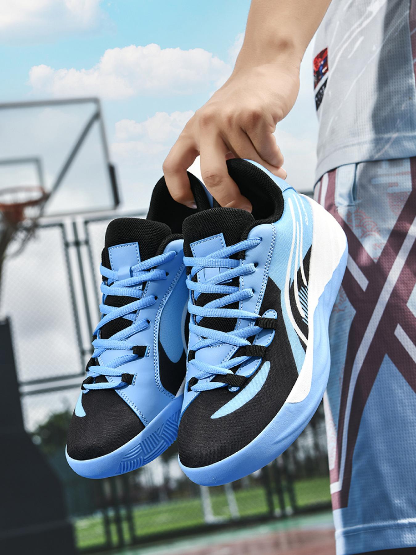 1 Pair Men's Starry Night Graffiti High-Top Basketball Shoes Art Sports Style Mesh Leather Splicing Eye-Catching Personality Comfortable For Basketball Sports And Street Outings