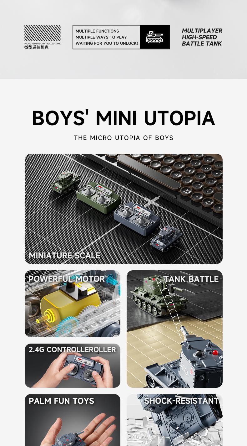 BRRRRT 1/64 Scale Remote-Controlled Tank, Military Tank Model with Infrared Combat System and Rotating Turret, 2.4GHz RC Vehicle Toy, Suitable for Children and Adults, Engineering Vehicle Toy, 4x4 Off-Road Vehicle, Christmas Gift for Adults and Children.