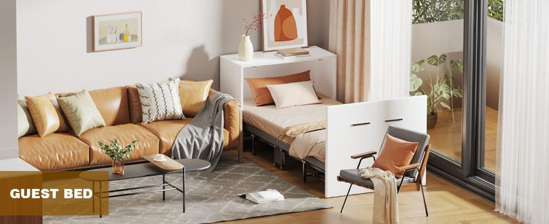 SLSY Murphy Bed with Mattress, Folded Cabinet Bed, Guest Bed Roll Away Bed Fold up Bed for Guest Bedroom, Living Room, Office,75" x 29"