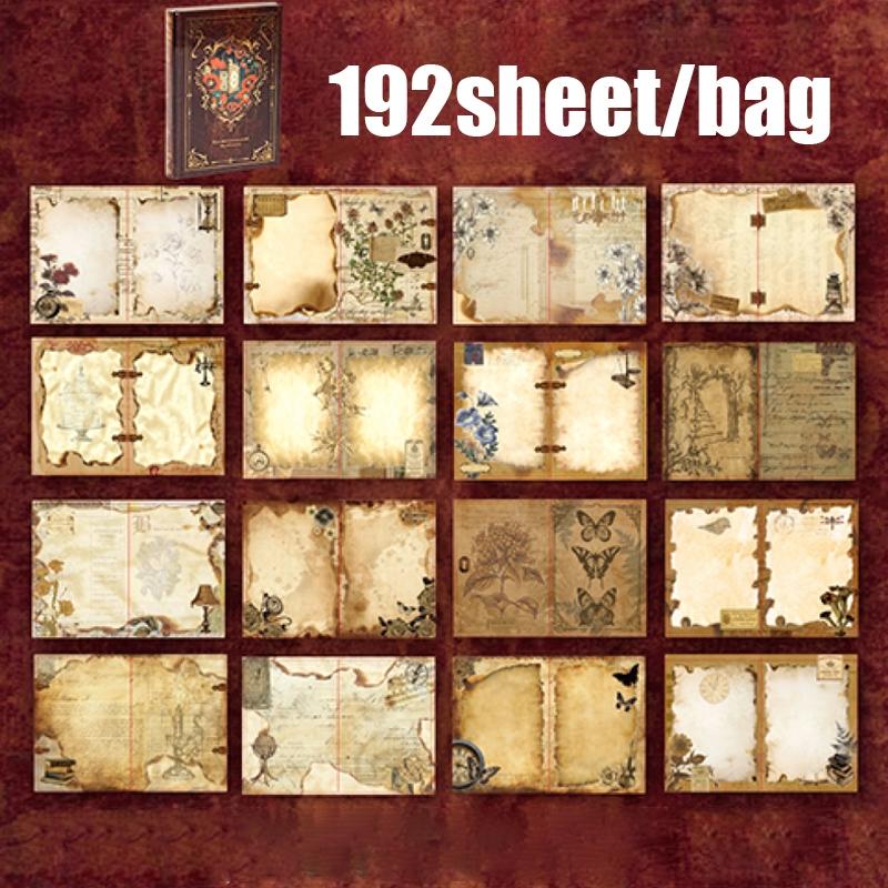 Vintage Style Material Paper Book, 192pcs/set Scrapbook & Journal Making Paper, DIY Decorative Craft Paper for Scrapbooking & Journal Making