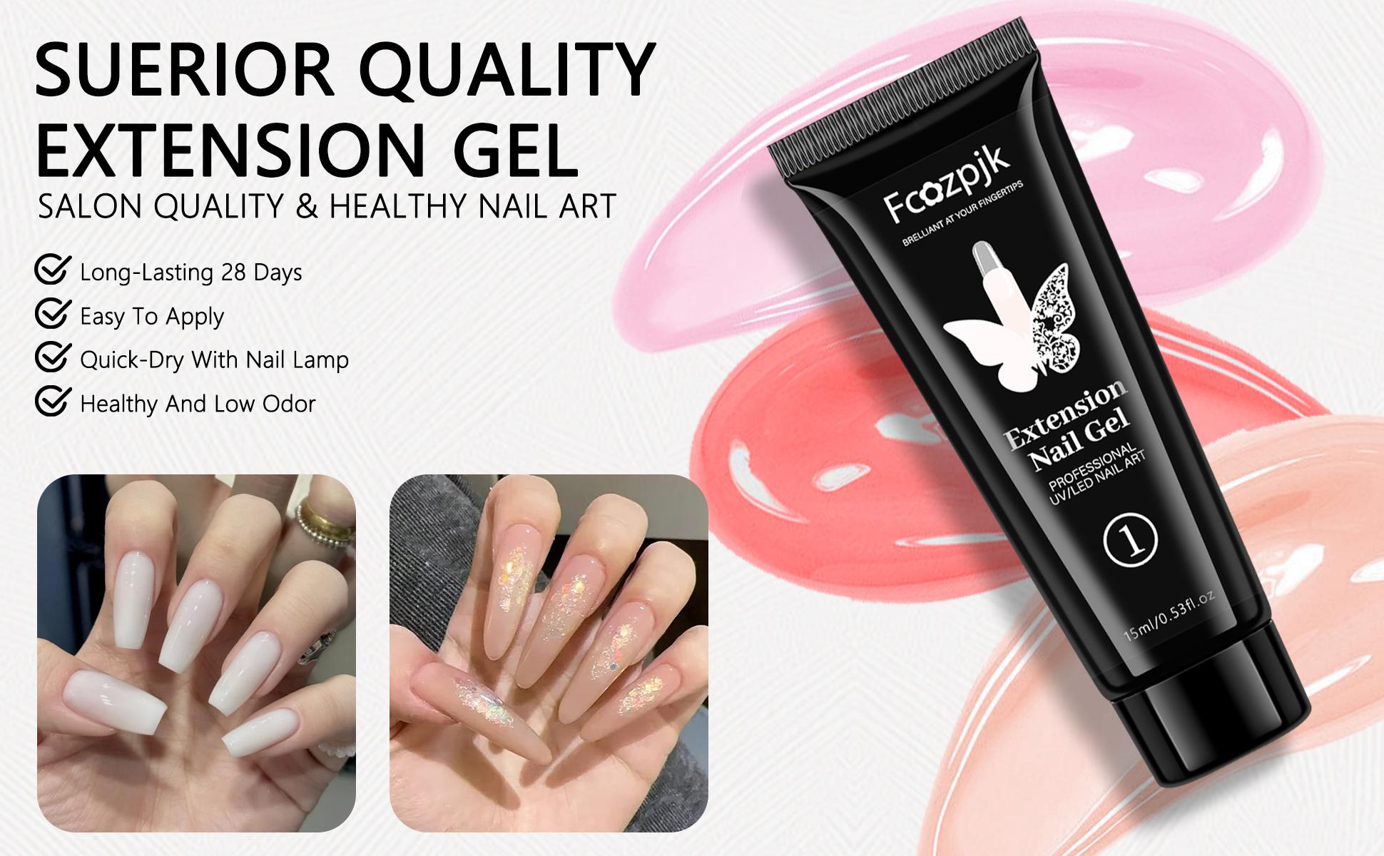 Fcozpjk Poly Gel Nail Kit with UV Light 12Colors Builder Gel Nail Extension Kit for Beginners with Everything Dual Nail Forms Slip Solution   Clipper Gel Brush Pen Chunky Glitter Poly Gel Nail Art Design Starter Kit