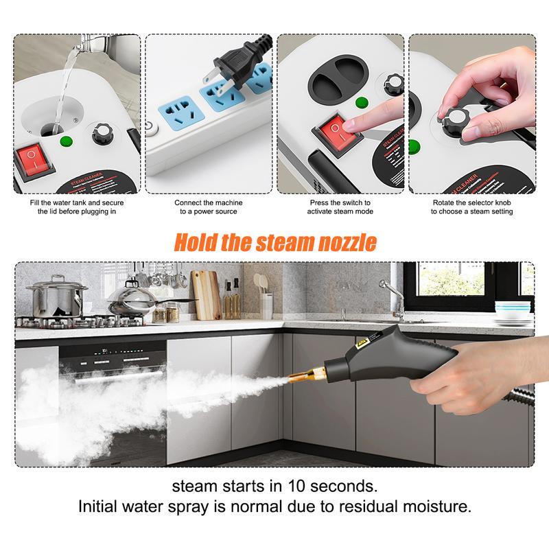 Portable Handheld Steam Cleaner,40.58oz-Multi-functional,with window squeegee and 7 brush heads,6-speed adjustable high-temperature steam cleaning machine,efficient home cleaning,suitable for home,car,washing machine,air conditioner,kitchen grease removal