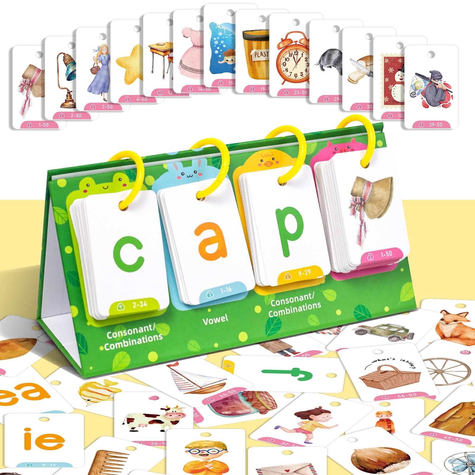 English Phonics Desktop Cards, Vowel Consonant Combinations, Early Education Learning Tool, Educational Toys for Kids, Toddler Flash Cards, Visual Stimulation Cards