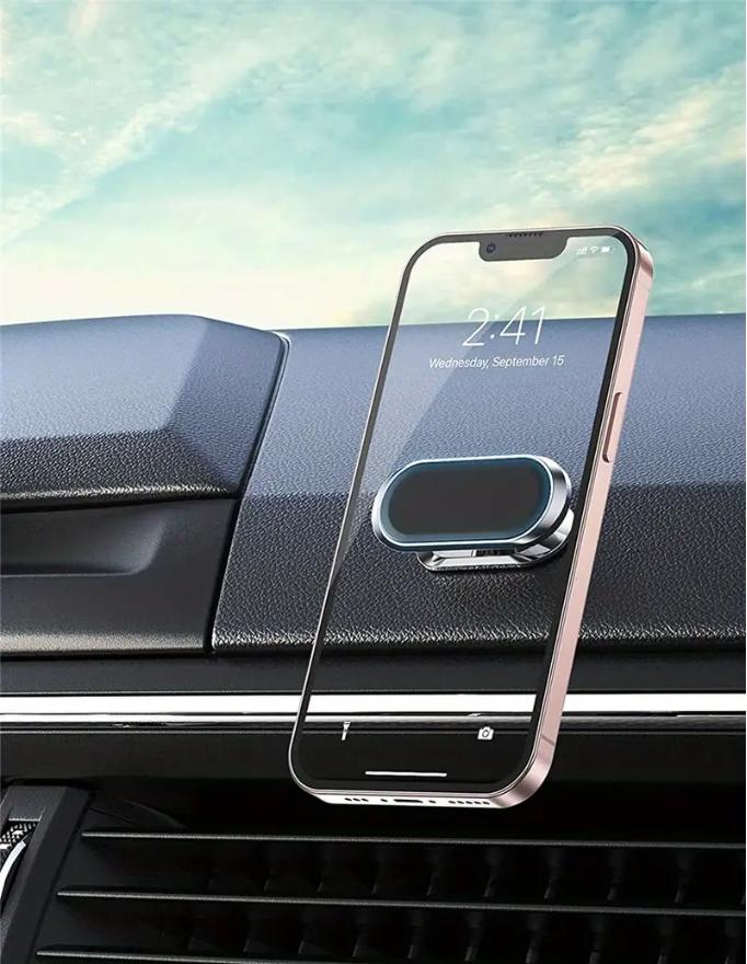 Car magnetic phone holder, compatible with mobile phones and tablets, universal suction cup navigation bracket, 360° rotatable and adjustable, car interior accessory