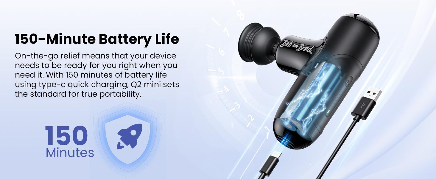 【Bob and Brad&Q2 Mini Massage Gun】Travel-Size Deep Tissue Massager With Carry Box and USB-C, Massage Gun 5 Adjustable Speeds,Percussion Muscle Massage Gun,Home, Gym, or Office,Best Gifts For Women Men