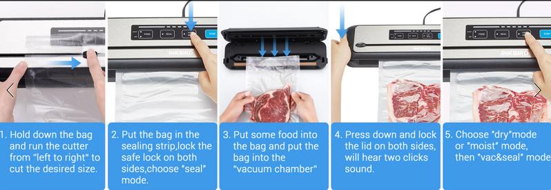 Inkbird Vacuum Sealing Machine,for Food Preservation,Sealing Machine for Meats, Vegetables, Built-in Cutter, Easy to Clean Store,meal prep containers