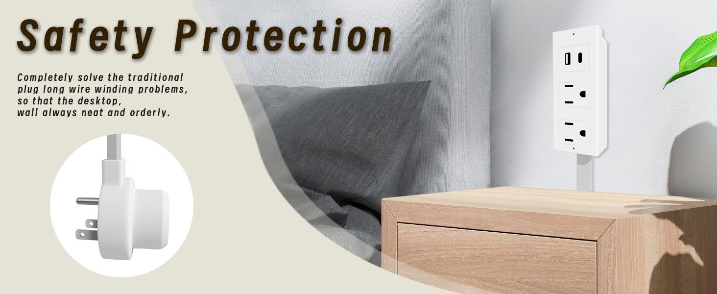 Power Socket Expander  Rotatable 180 °   Electrical Outlet Extender  Access Hard-to-Reach Outlets  Features USB-A  USB-C and 2 AC outlets  Extends 22" - 34"  Suitable for Sofa  Nightstand  Desk