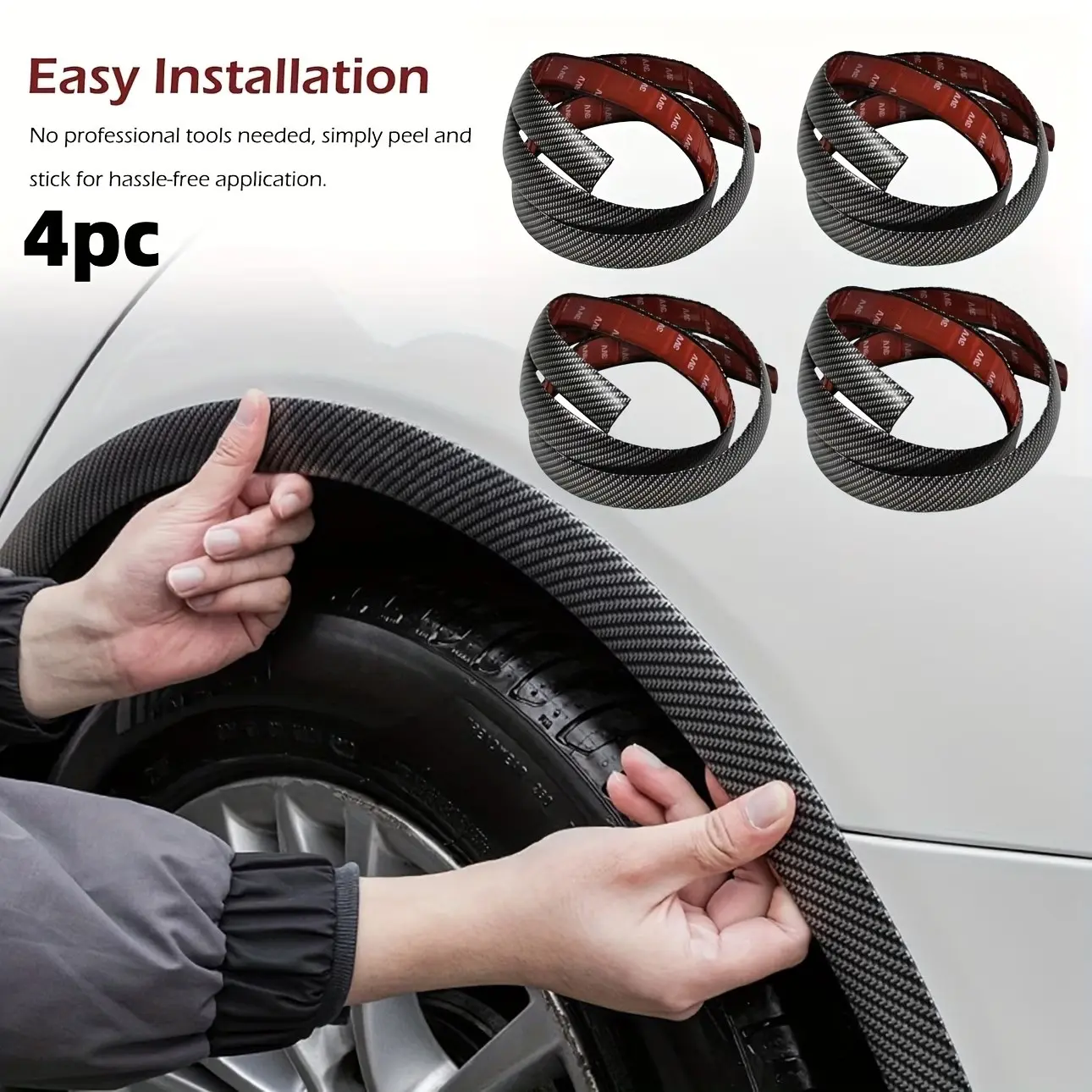 4-Pack Car Wheel HUB Scratch Protection Covers, Easy Install Bumper Guards, 59.06 Inch Automotive External Accessories, Durable High-Quality Protector