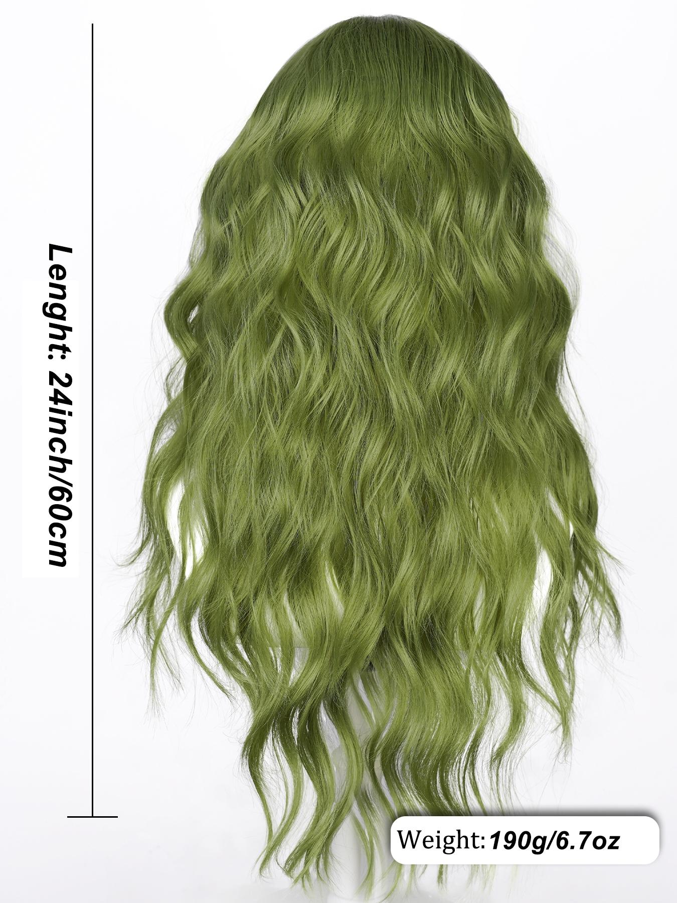 Green Wig with Bangs Soft Long Wavy Wigs for Women Curly  display picture 1