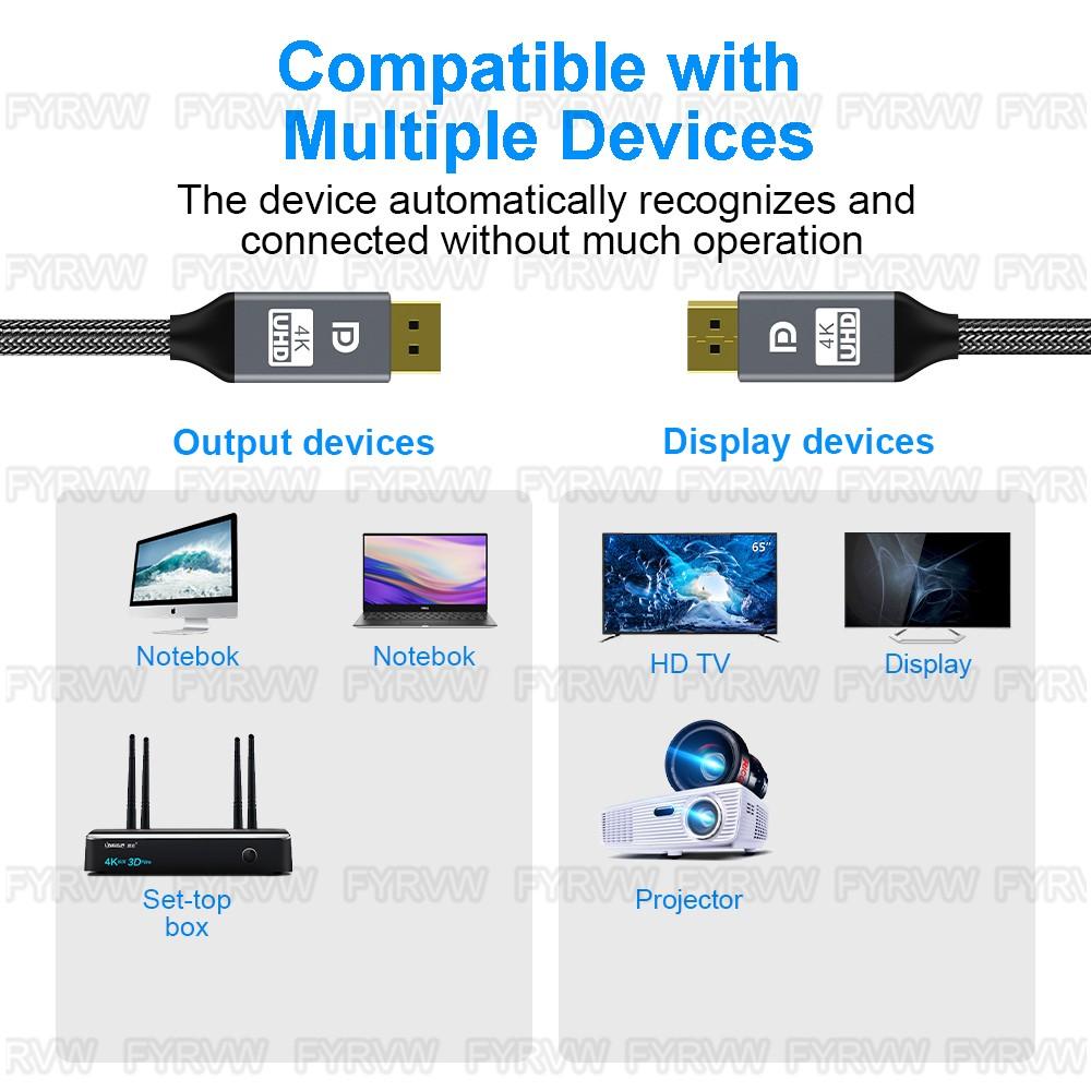 Dp1.2 4K Display Port Cable, 240hz 144hz 165hz Adapter, Compatible with PC Laptop TV, High-Performance Video Connection